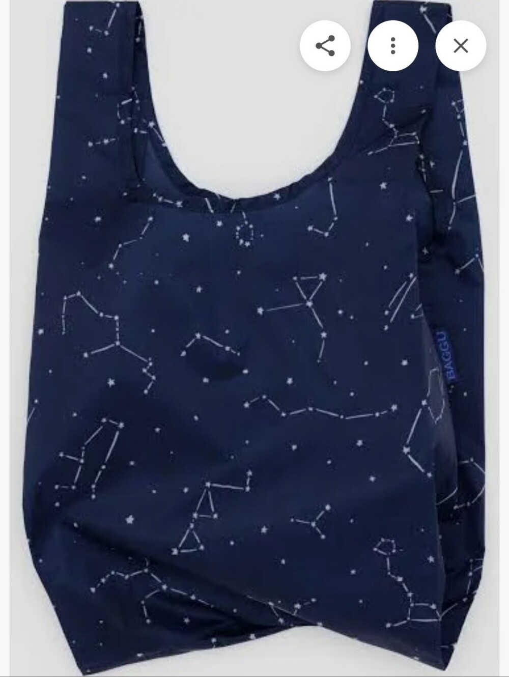 BAGGU Reusable Bag Tote - Dark Blue Navy with White Star Constellation